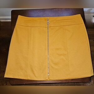 Candie's Mustard Yellow Mini Skirt with Full Front Zipper 70s 90s Style